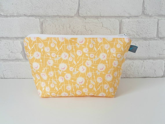 Yellow Floral Cosmetic Makeup Toiletry Wet Bag
