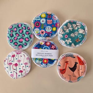 Animal Print Reusable Cotton Rounds: Organic Bamboo Terry Makeup Remover Pads (Set of 4)