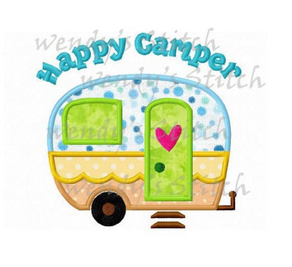 Happy Camper Applique Camping Machine Embroidery Design Etsy