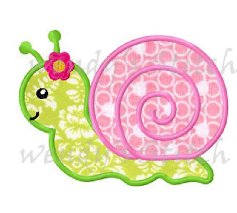 Flower Snail Applique Machine Embroidery Design Digital Etsy