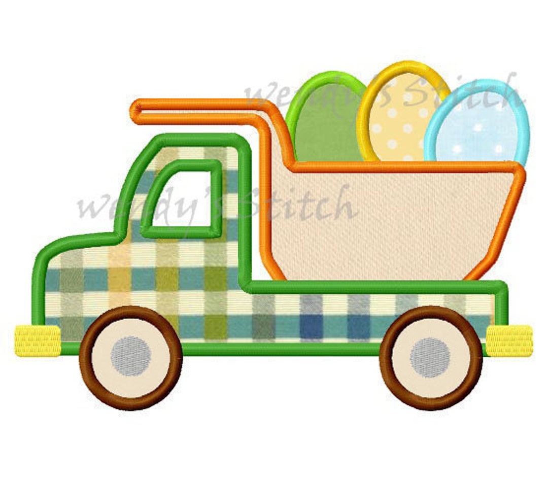 Easter Egg Truck Applique Machine Embroidery Design - Etsy