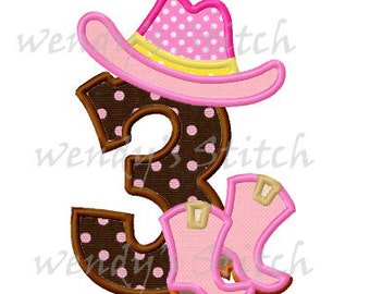 set of 9 cowboy cowgirl applique numbers machine embroidery designs