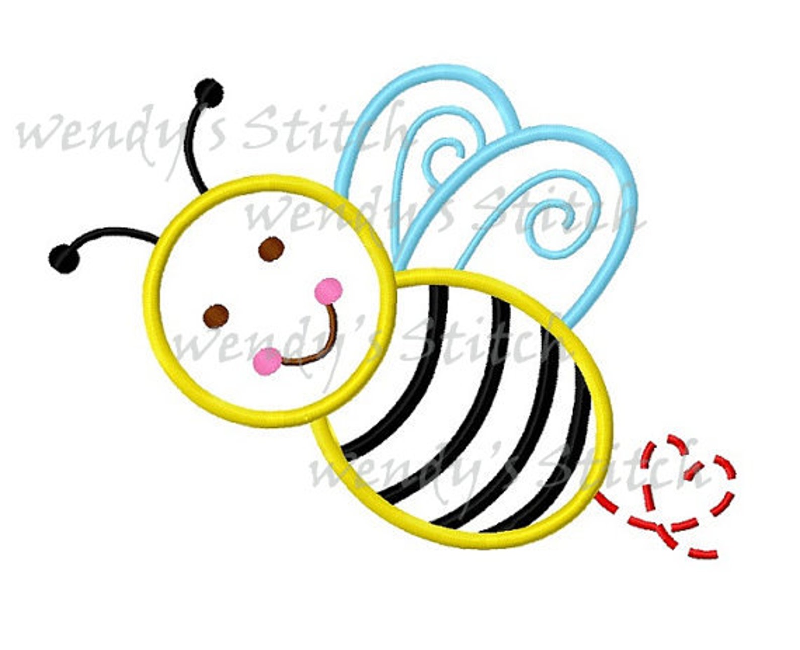 Happy Bumble Bee Applique Machine Embroidery Design Digital Applique - Etsy