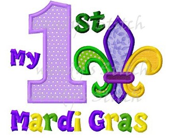 My 1st Mardi Gras Fleur de lis applique machine embroidery design