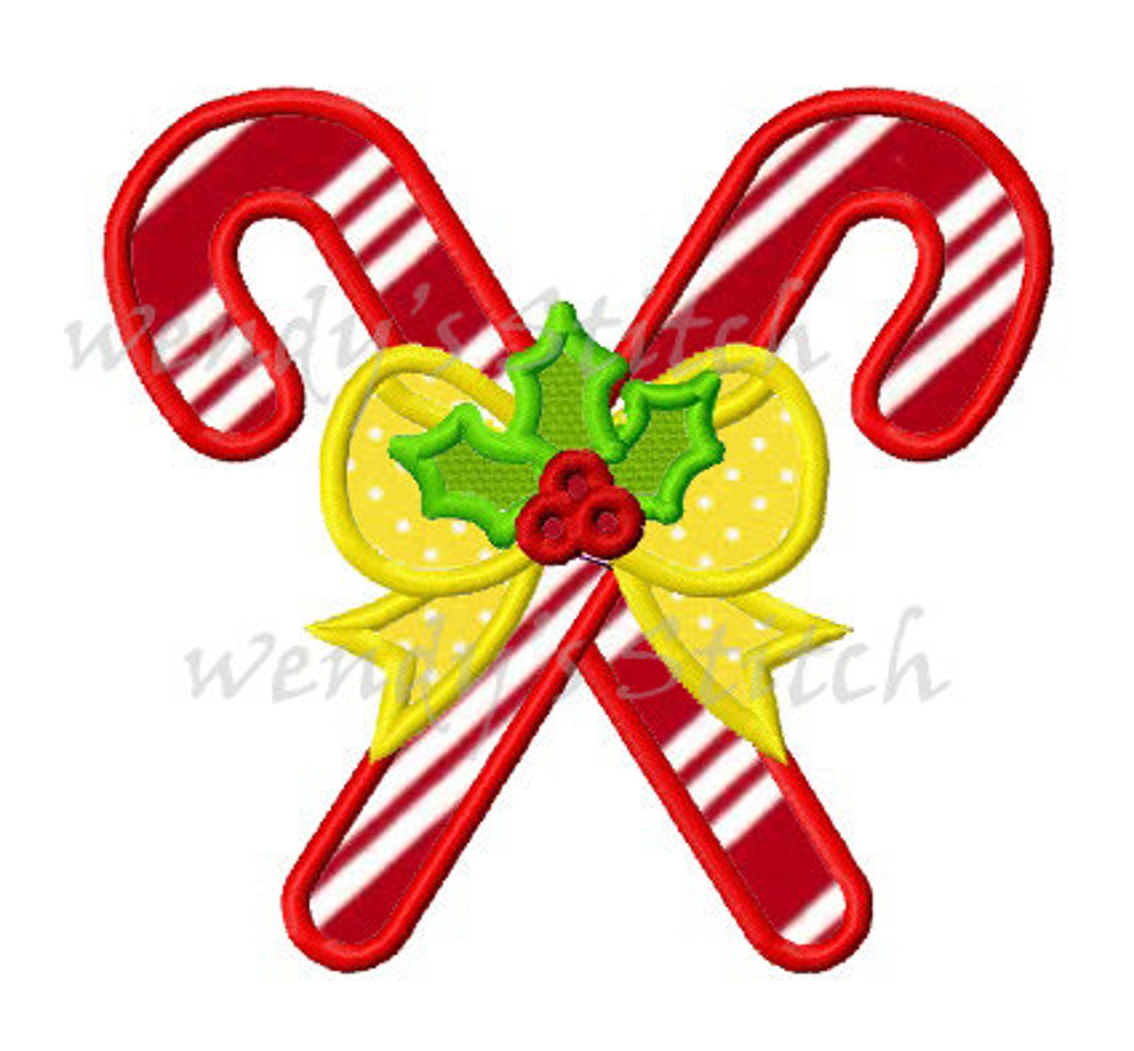 Christmas Candy Cane Applique Machine Embroidery Design Etsy