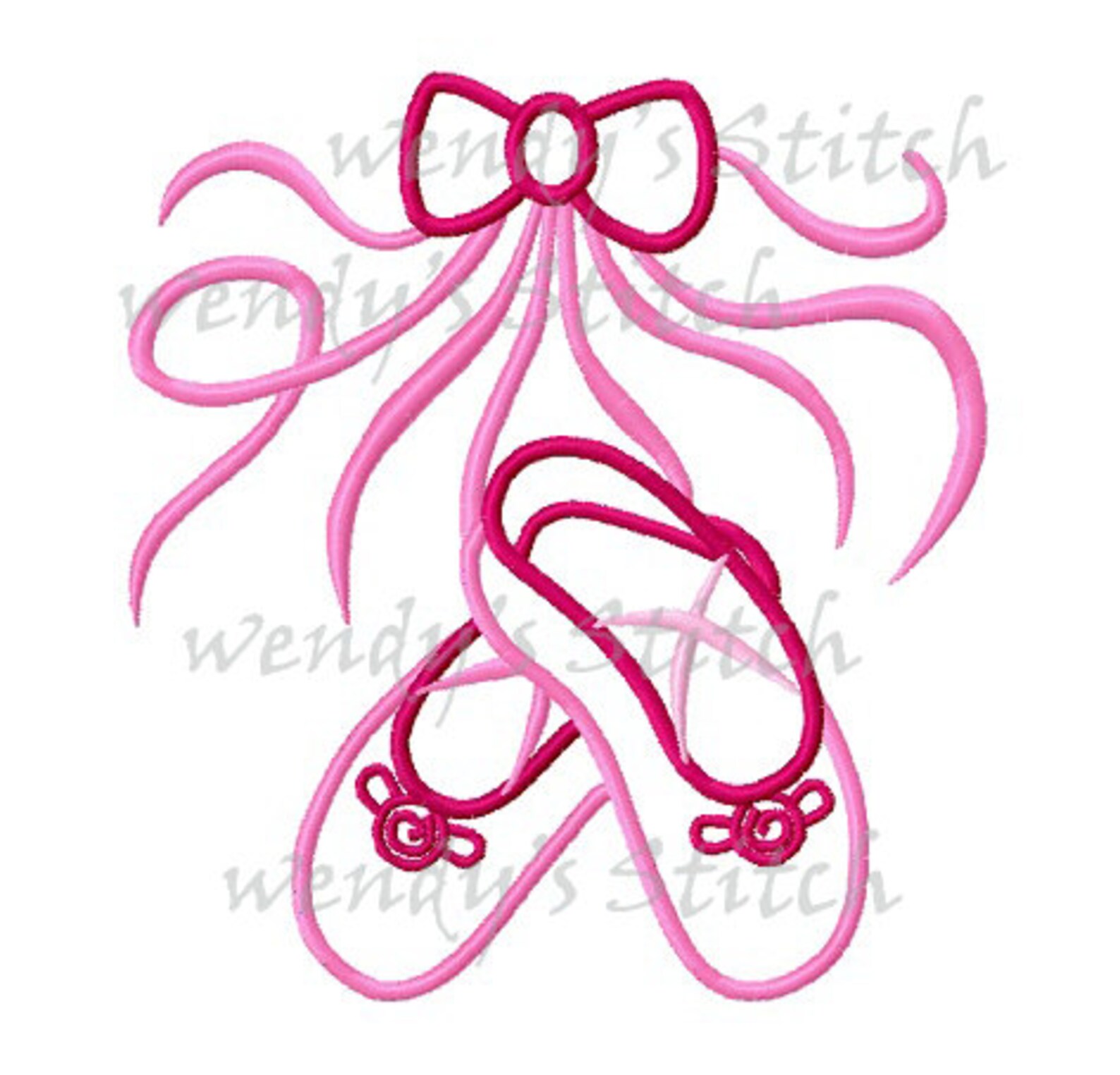 ballerina ballet shoes machine embroidery digital applique