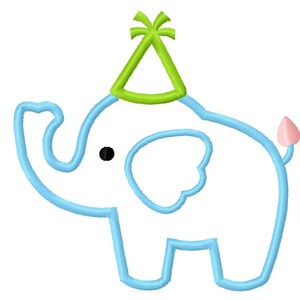 Birthday elephant applique machine embroidery design image 2