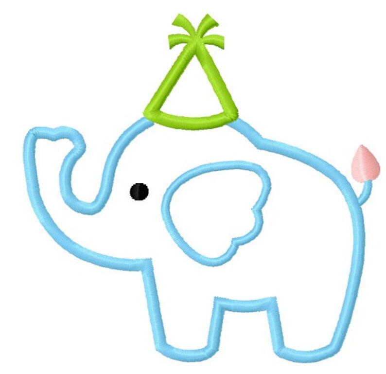 Birthday elephant applique machine embroidery design image 2