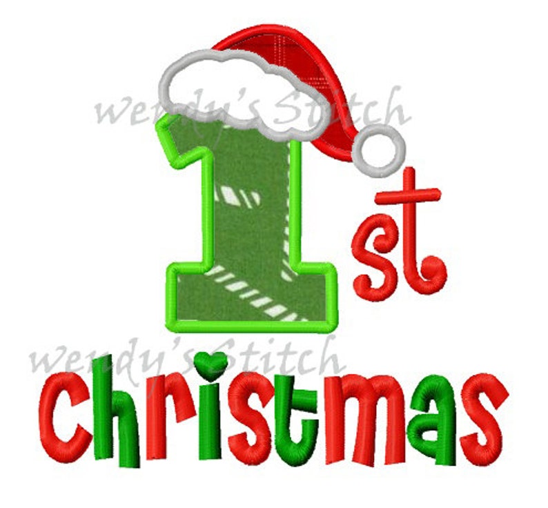 First Christmas Santa Hat Number Applique Machine Embroidery  Etsy