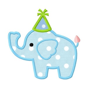 Birthday elephant applique machine embroidery design image 1