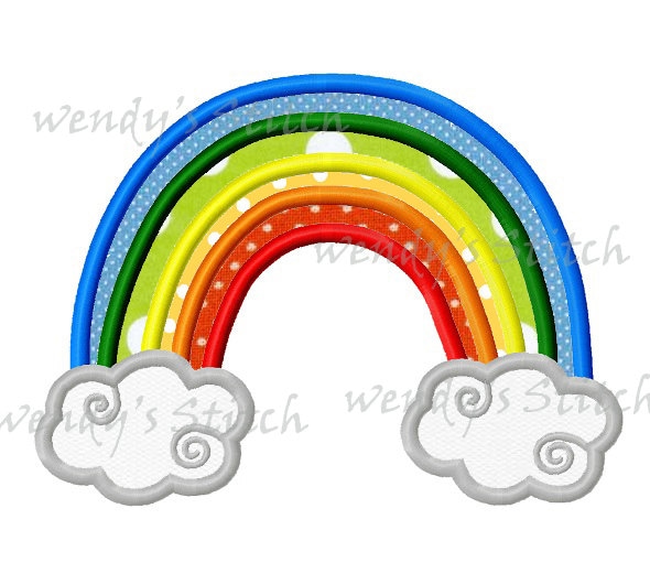 Rainbow Appique Machine Embroidery Design Digital Pattern - Etsy