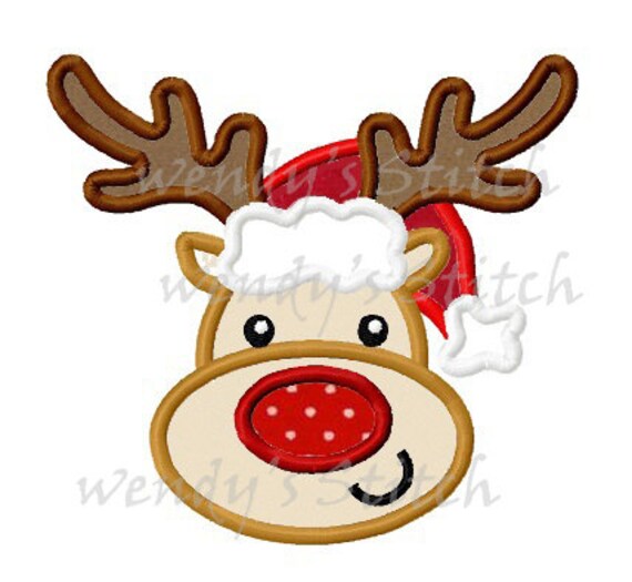 Disegni Di Natale Le Renne.Renne Di Natale Con Cappello Santa Applique Disegno Ricamo Etsy