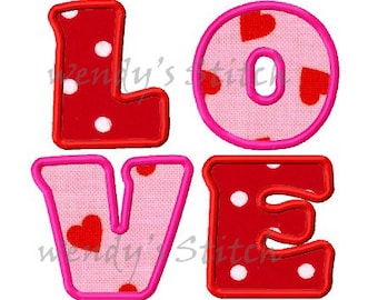 Valentine love applique machine embroidery design digital pattern