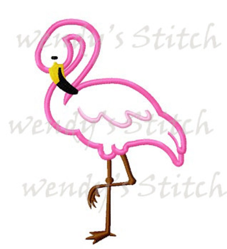 Flamingo applique machine embroidery design instant download Etsy