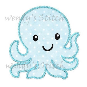 Octopus applique machine embroidery digital design