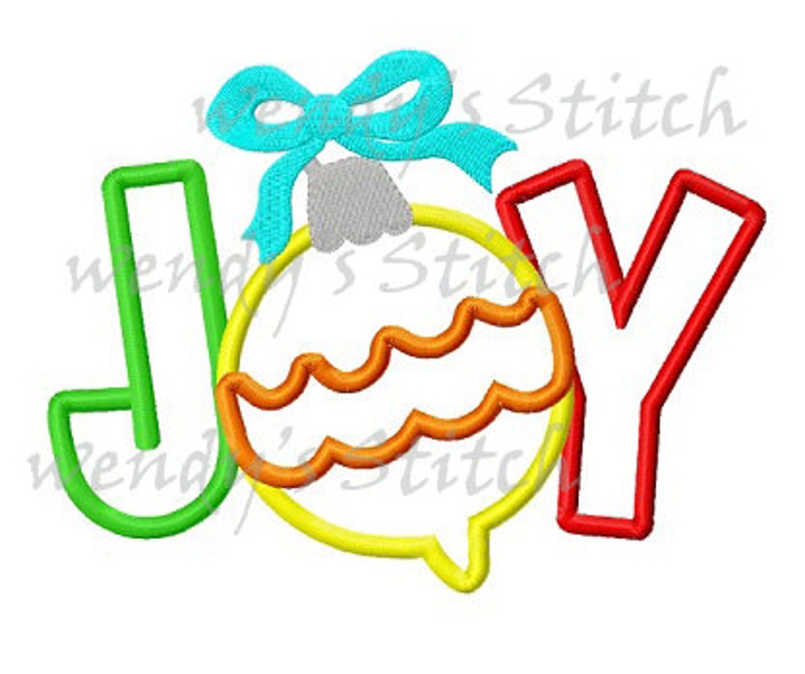 Christmas Ornament Joy Applique Machine Embroidery Design Etsy
