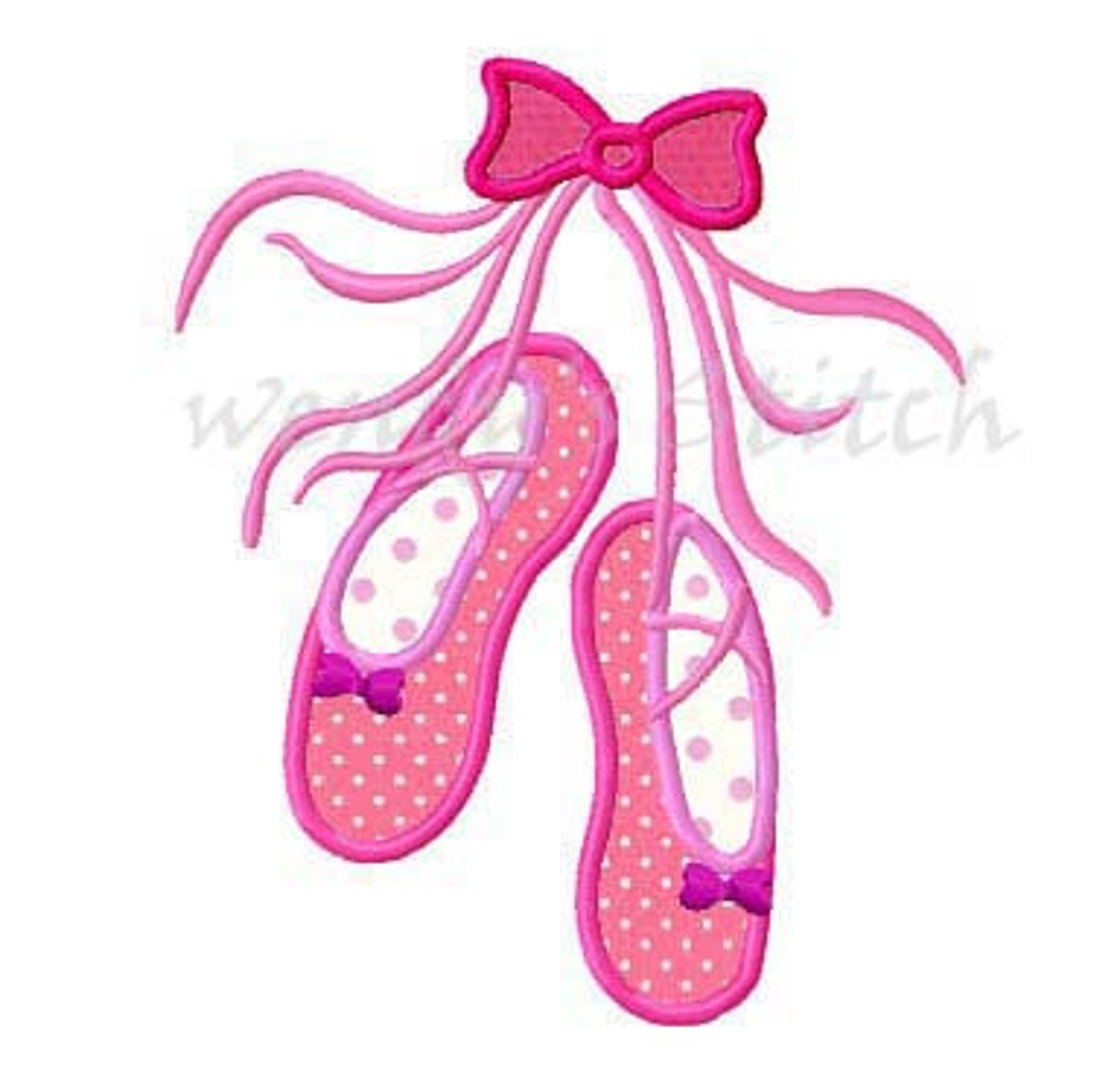 ballet shoes slippers applique machine embroidery design