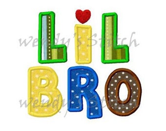 lil bro applique machine embroidery design instant download