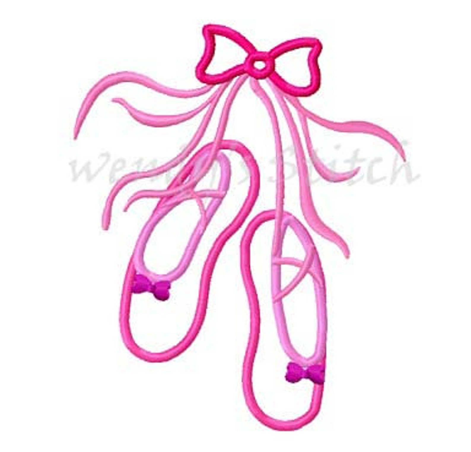 ballet shoes slippers applique machine embroidery design