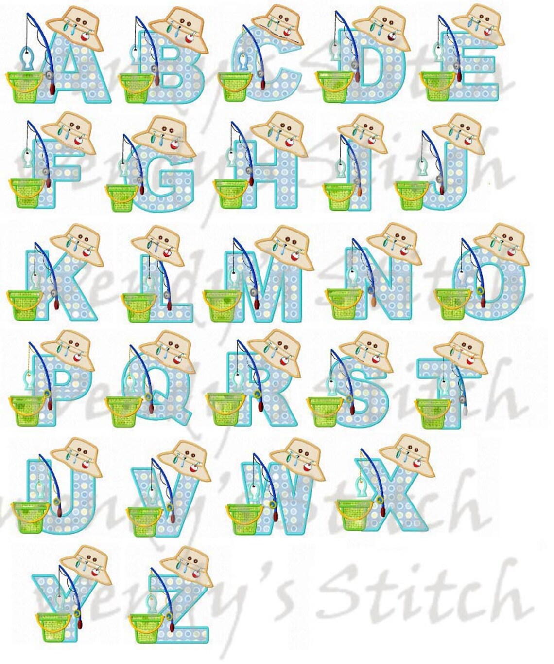 Set of 26 Fishing Lure Applique Letters Machine Embroidery Etsy