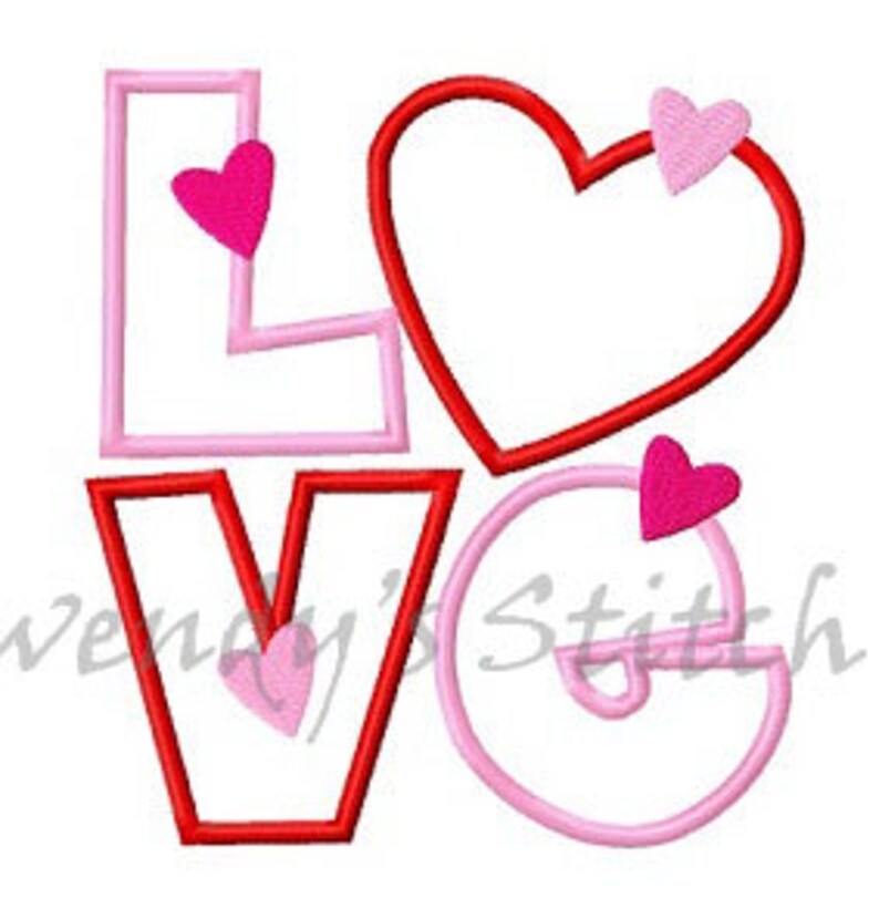 Valentine Love Applique Machine Embroidery Design Digital Etsy