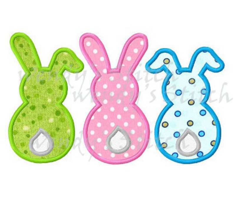 Easter Bunny Applique Three Bunnies Machine Embroidery Digital - Etsy