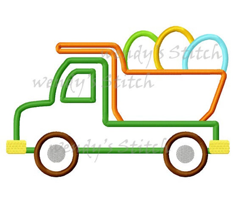 Easter Egg Truck Applique Machine Embroidery Design - Etsy