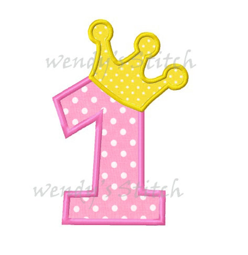 Princess Birthday Number 1 Applique Machine Embroidery Design - Etsy