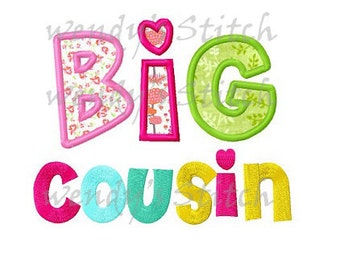 big cousin machine embroidery design instant download