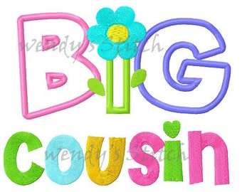 Big cousin applique machine embroidery digital design pattern