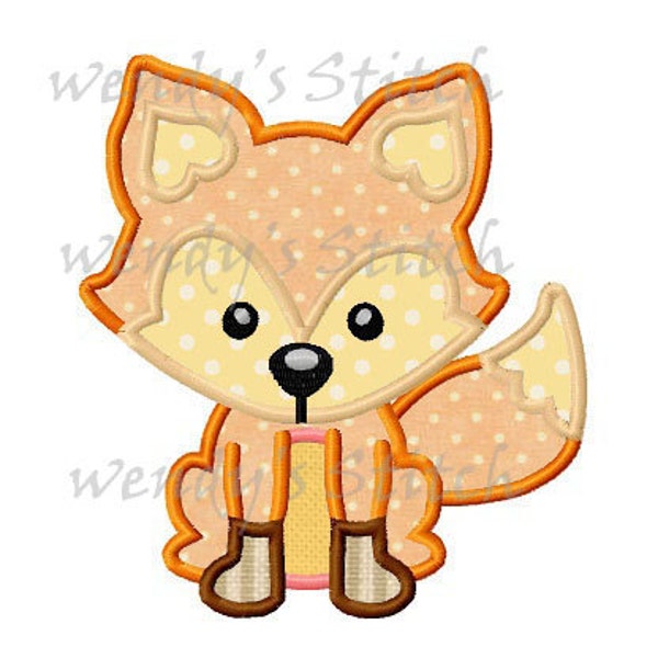 Fox applique machine embroidery digtial pattern