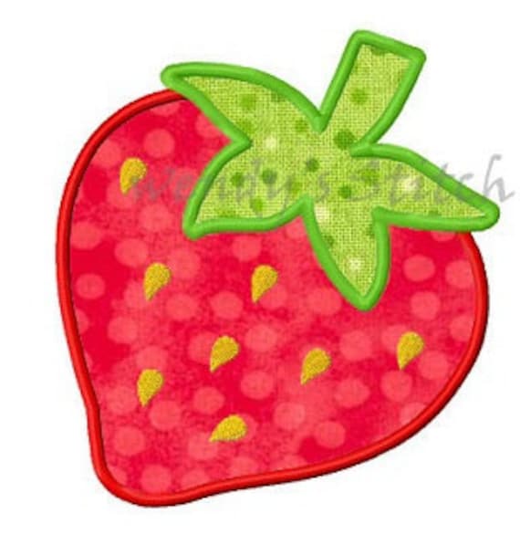 Strawberry Applique Machine Embroidery Design Digital Pattern Etsy