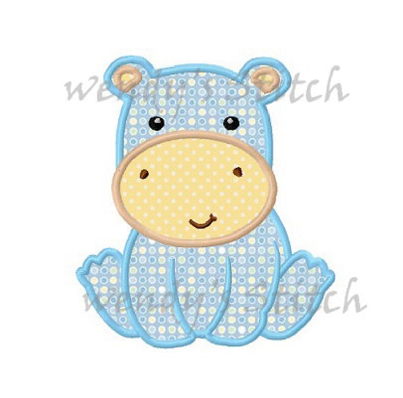 Baby hippo applique machine embroidery design digital pattern  etsy Baby hippo applique machine embroidery design digital pattern  etsy