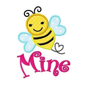 Valentine bee mine applique machine embroidery design digtial pattern