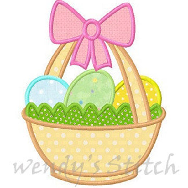 Easter basket egg applique machine embroidery design digital pattern