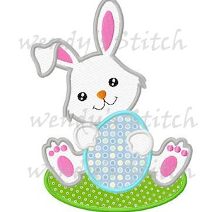 Easter bunny with egg applique machine embroidery design digital image 1