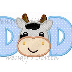 cow dad applique machine embroidery design instant download