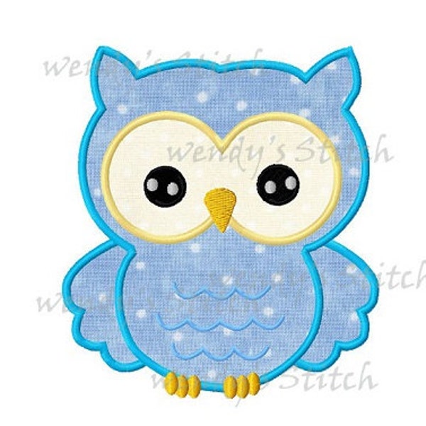 Cute owl machine embroidery design digital applique