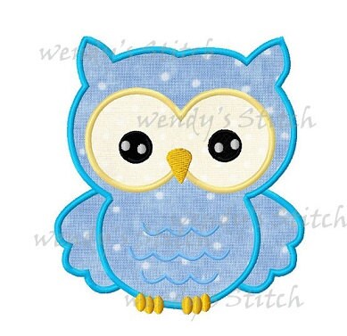 Cute owl machine embroidery design digital applique