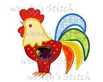 Rooster machine embroidery design digital applique