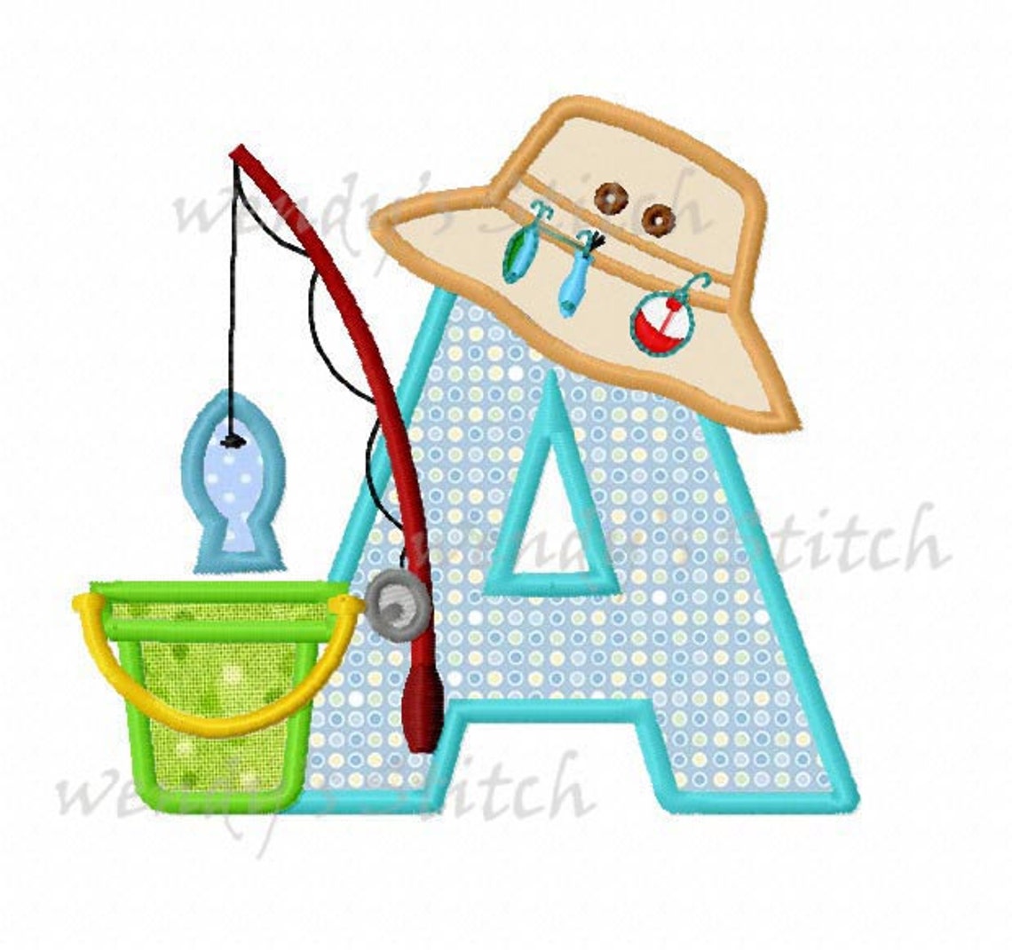 Set of 26 Fishing Lure Applique Letters Machine Embroidery Etsy