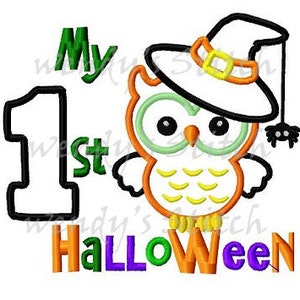 My first Halloween owl applique machine embroidery design