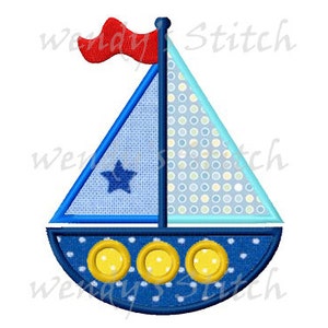 Segelboot Applique Maschine Stickerei digital Entwurfsmuster