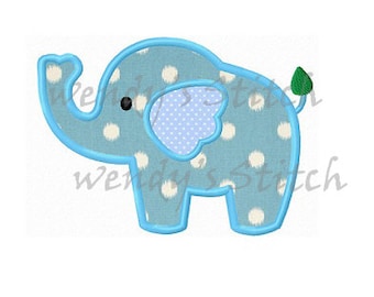 Elephant applique machine embroidery design