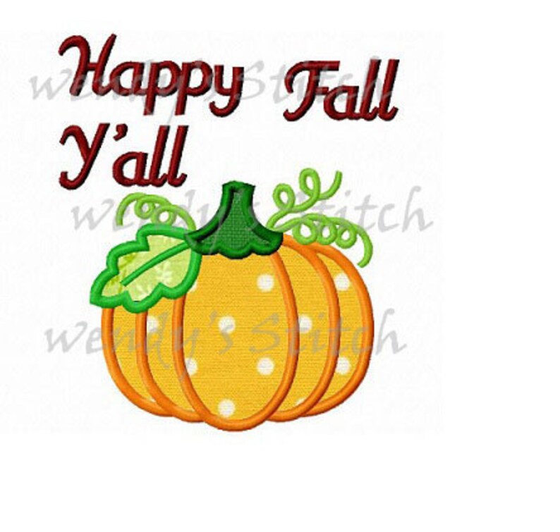 Happy fall pumpkin applique machine embroidery design  etsy