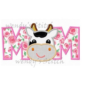 cow mom applique machine embroidery design instant download