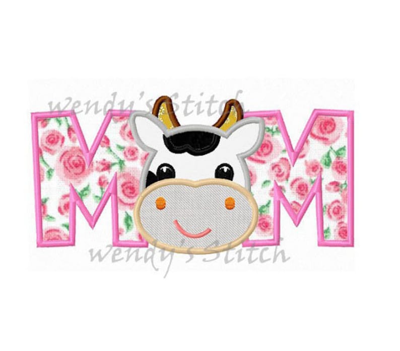 cow mom applique machine embroidery design instant download image 1