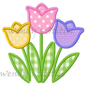 Tulip applique tulips machine embroidery design