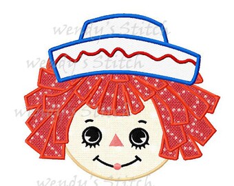 Vintage raggedy andy applique machine embroidery design