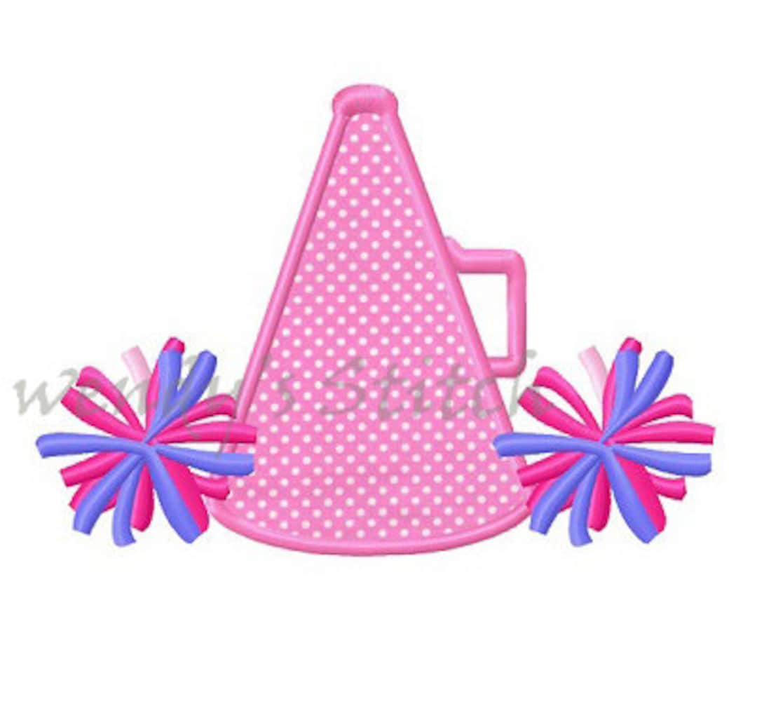 Cheerleader Megaphone Pom Pom Applique Machine Embroidery - Etsy